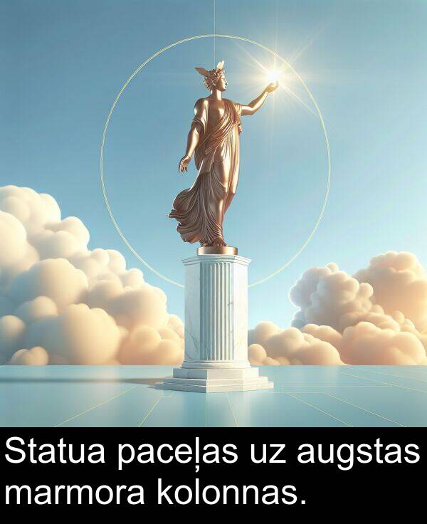 kolonnas: Statua paceļas uz augstas marmora kolonnas.