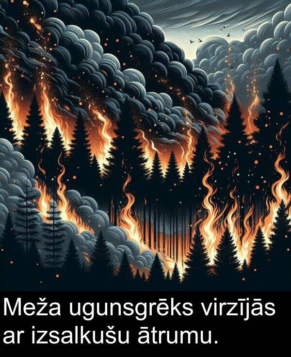 ugunsgrēks: Meža ugunsgrēks virzījās ar izsalkušu ātrumu.