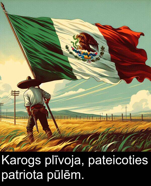plīvoja: Karogs plīvoja, pateicoties patriota pūlēm.