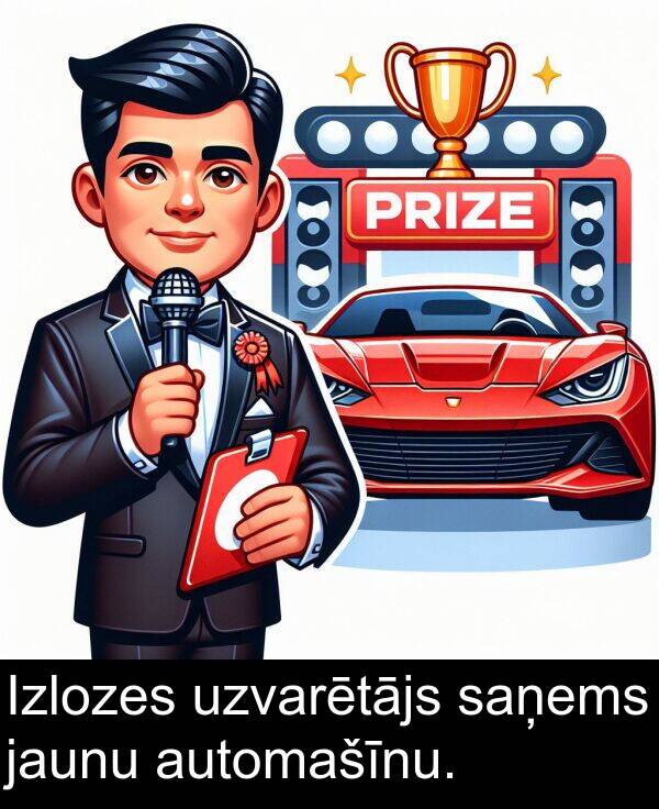saņems: Izlozes uzvarētājs saņems jaunu automašīnu.
