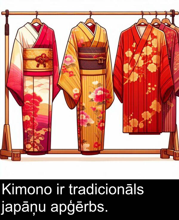 japāņu: Kimono ir tradicionāls japāņu apģērbs.
