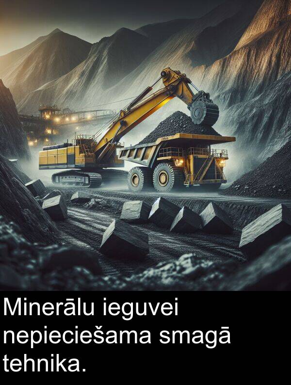 smagā: Minerālu ieguvei nepieciešama smagā tehnika.