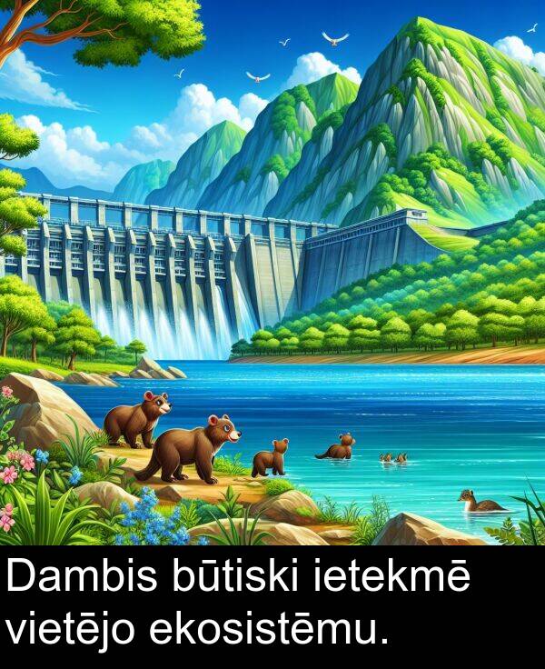 ekosistēmu: Dambis būtiski ietekmē vietējo ekosistēmu.