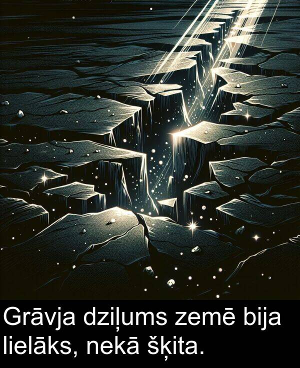 zemē: Grāvja dziļums zemē bija lielāks, nekā šķita.