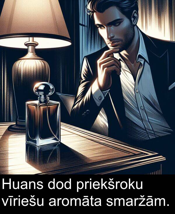 aromāta: Huans dod priekšroku vīriešu aromāta smaržām.