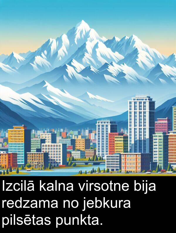 kalna: Izcilā kalna virsotne bija redzama no jebkura pilsētas punkta.