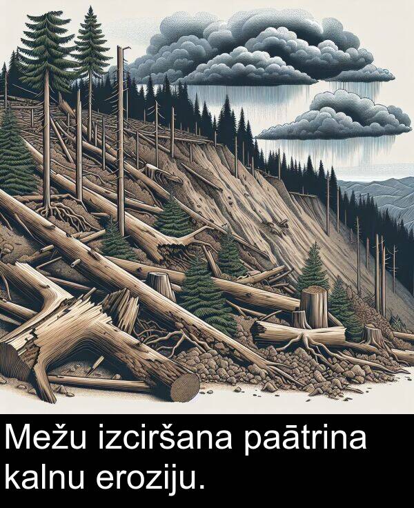 paātrina: Mežu izciršana paātrina kalnu eroziju.