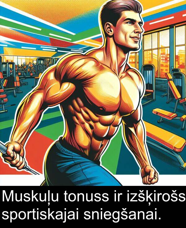 sniegšanai: Muskuļu tonuss ir izšķirošs sportiskajai sniegšanai.