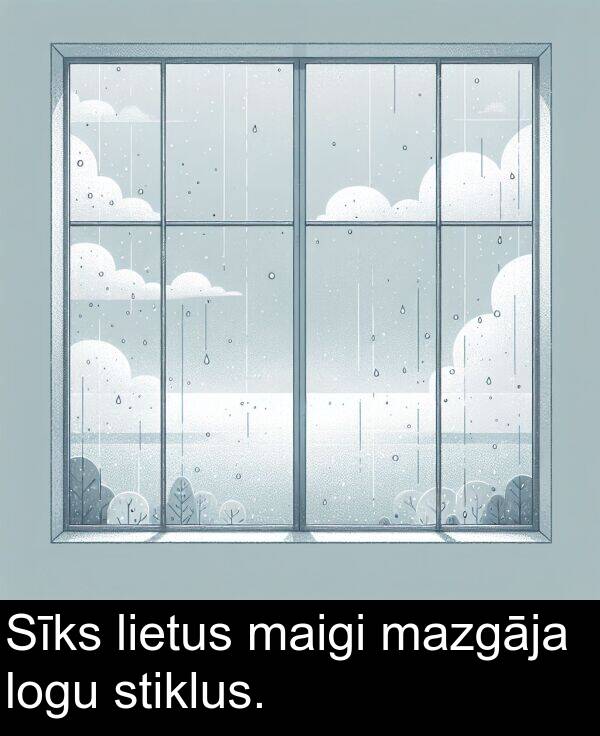maigi: Sīks lietus maigi mazgāja logu stiklus.