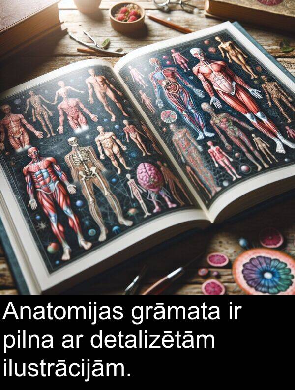 detalizētām: Anatomijas grāmata ir pilna ar detalizētām ilustrācijām.