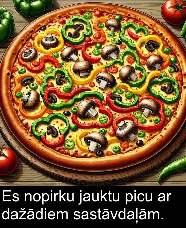 picu: Es nopirku jauktu picu ar dažādiem sastāvdaļām.