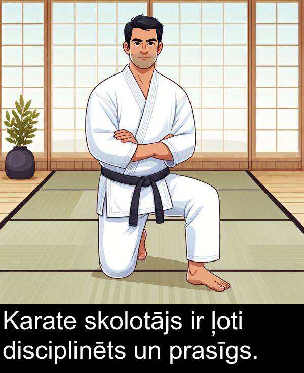 skolotājs: Karate skolotājs ir ļoti disciplinēts un prasīgs.