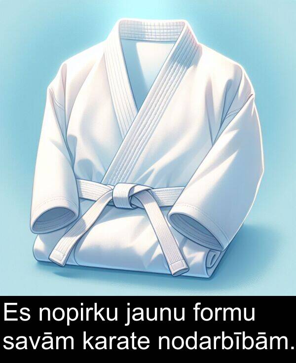savām: Es nopirku jaunu formu savām karate nodarbībām.