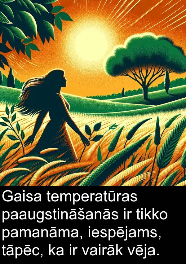 vairāk: Gaisa temperatūras paaugstināšanās ir tikko pamanāma, iespējams, tāpēc, ka ir vairāk vēja.
