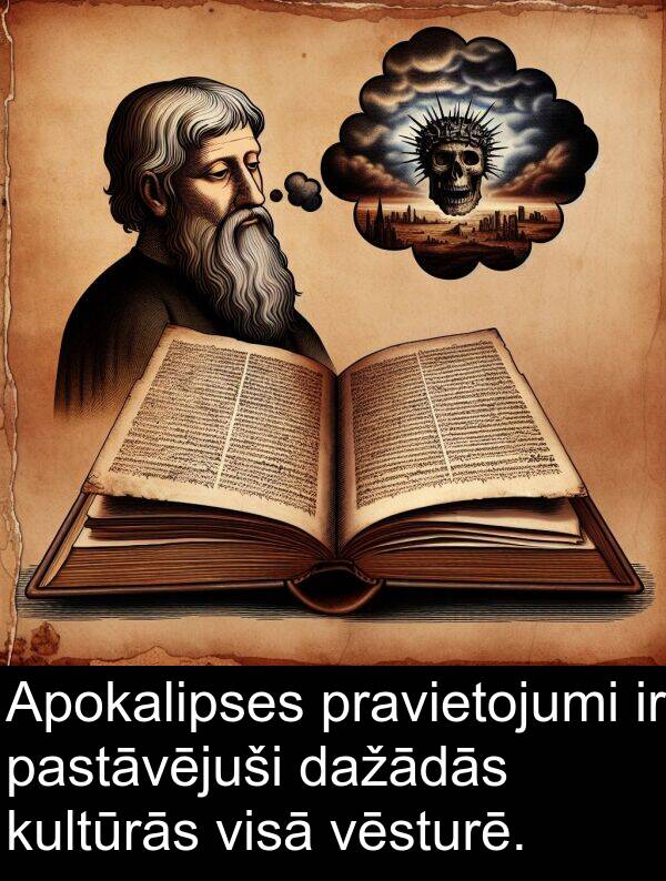 kultūrās: Apokalipses pravietojumi ir pastāvējuši dažādās kultūrās visā vēsturē.