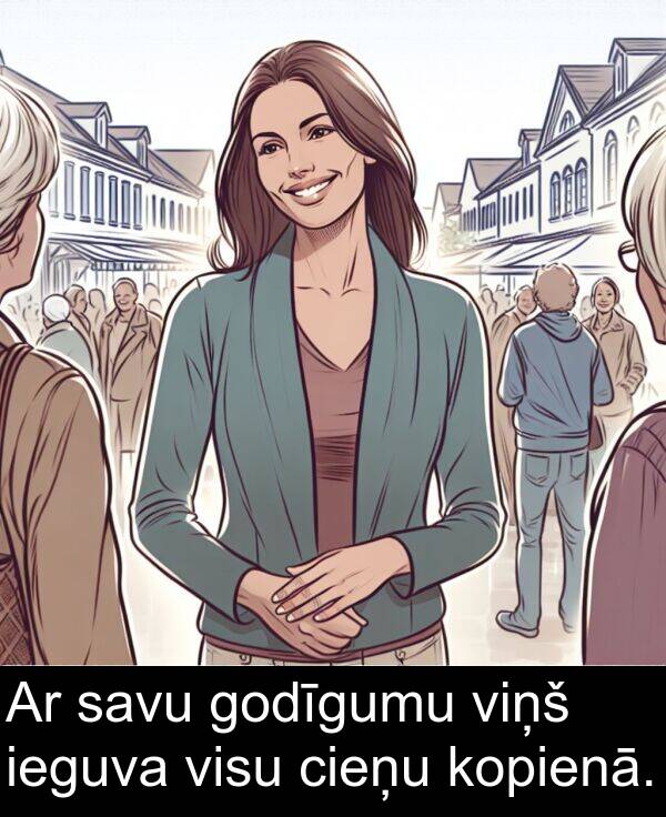 kopienā: Ar savu godīgumu viņš ieguva visu cieņu kopienā.