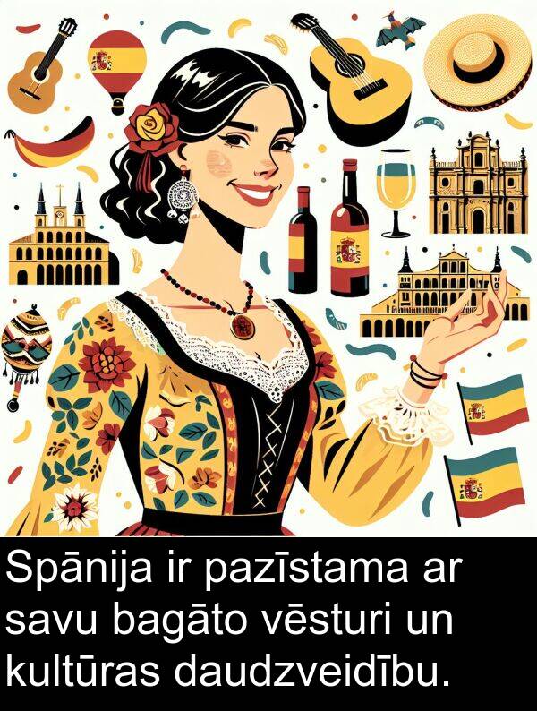 kultūras: Spānija ir pazīstama ar savu bagāto vēsturi un kultūras daudzveidību.