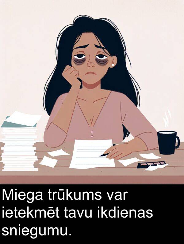 sniegumu: Miega trūkums var ietekmēt tavu ikdienas sniegumu.
