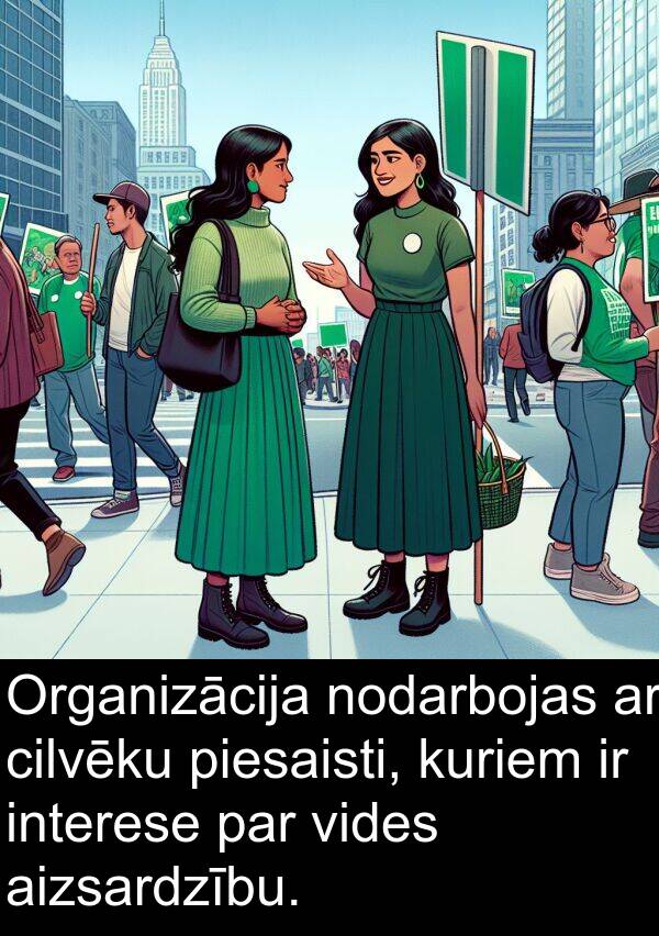 kuriem: Organizācija nodarbojas ar cilvēku piesaisti, kuriem ir interese par vides aizsardzību.