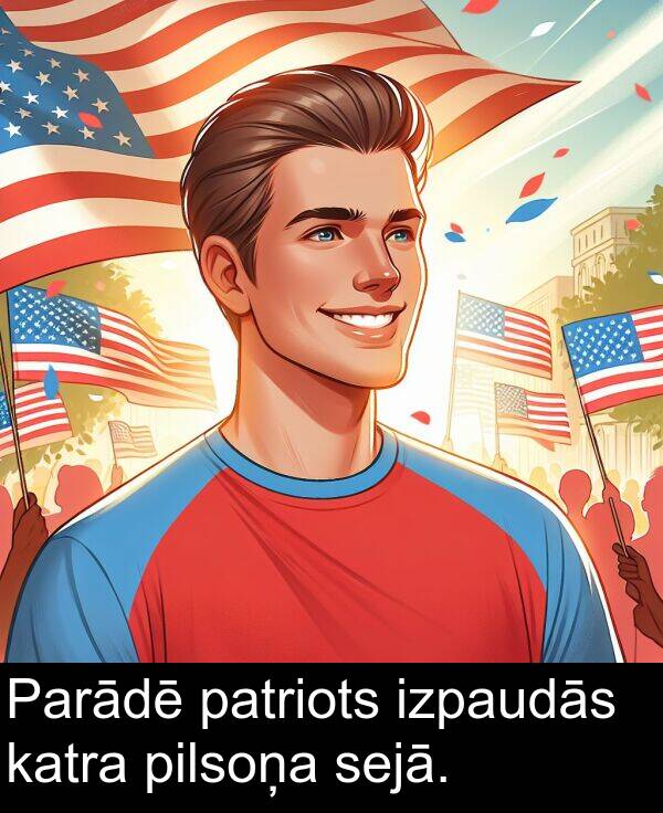 katra: Parādē patriots izpaudās katra pilsoņa sejā.