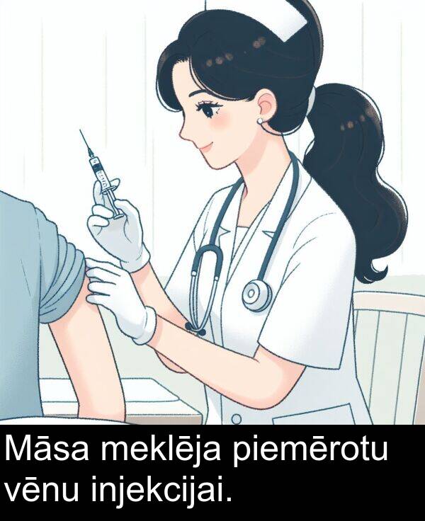 piemērotu: Māsa meklēja piemērotu vēnu injekcijai.