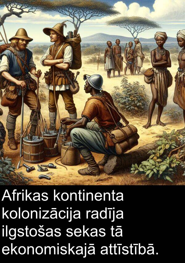 kontinenta: Afrikas kontinenta kolonizācija radīja ilgstošas sekas tā ekonomiskajā attīstībā.