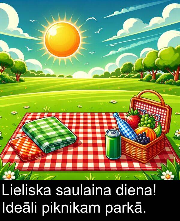 saulaina: Lieliska saulaina diena! Ideāli piknikam parkā.
