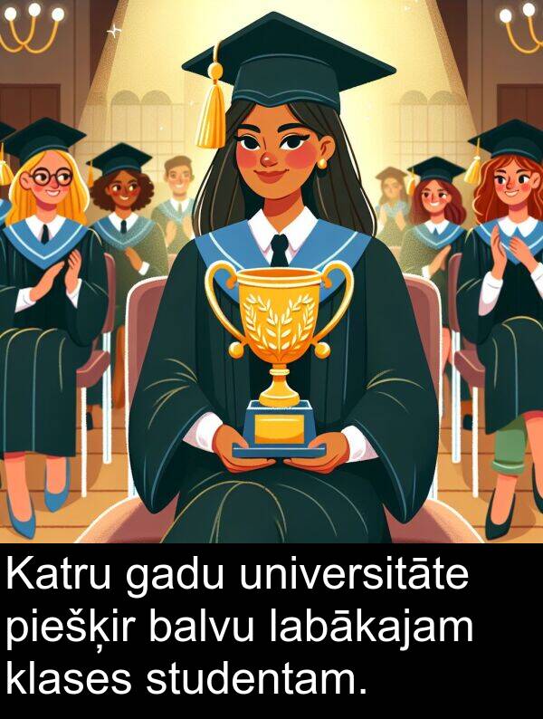 labākajam: Katru gadu universitāte piešķir balvu labākajam klases studentam.