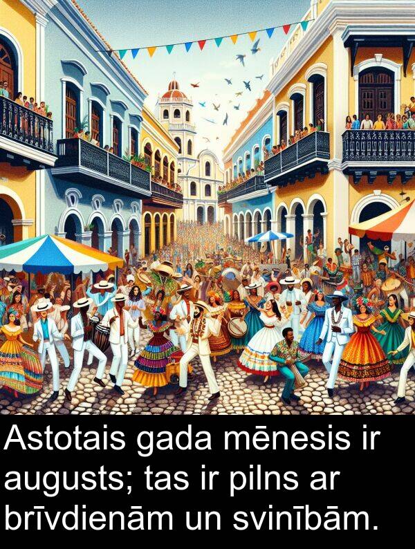 gada: Astotais gada mēnesis ir augusts; tas ir pilns ar brīvdienām un svinībām.