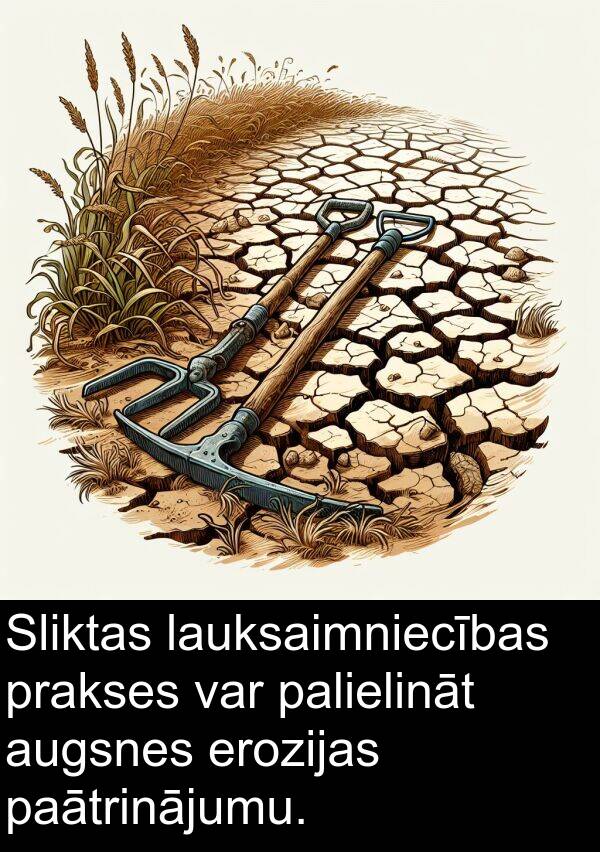 paātrinājumu: Sliktas lauksaimniecības prakses var palielināt augsnes erozijas paātrinājumu.