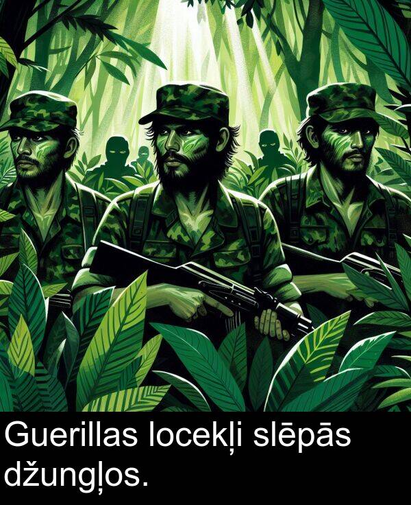 locekļi: Guerillas locekļi slēpās džungļos.