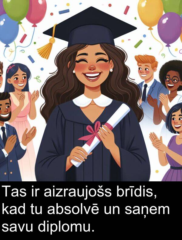 absolvē: Tas ir aizraujošs brīdis, kad tu absolvē un saņem savu diplomu.