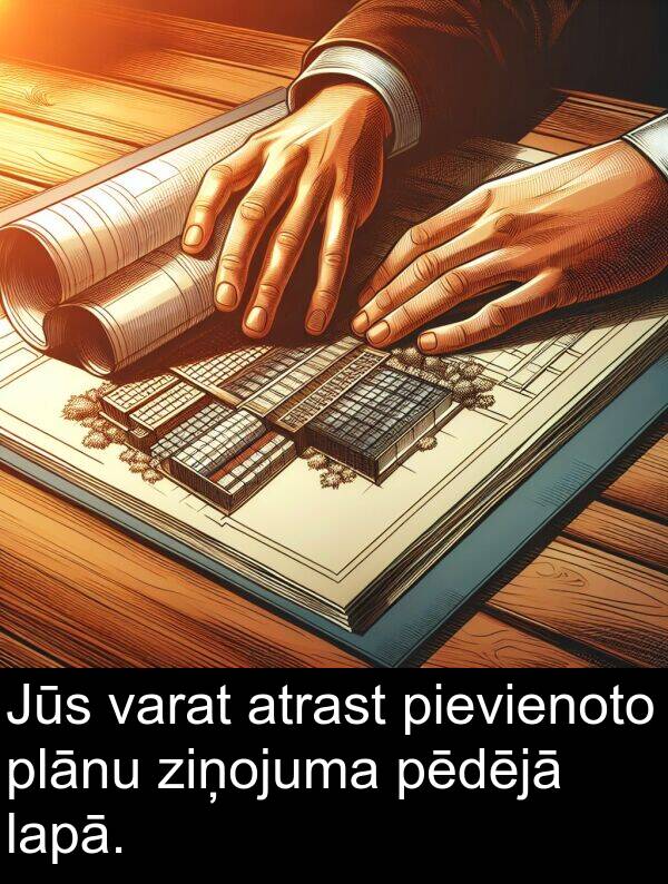 lapā: Jūs varat atrast pievienoto plānu ziņojuma pēdējā lapā.