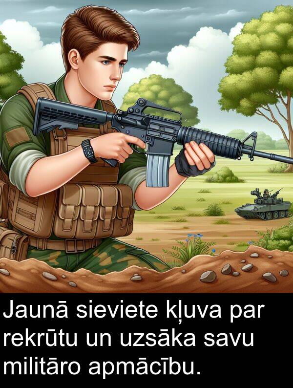 apmācību: Jaunā sieviete kļuva par rekrūtu un uzsāka savu militāro apmācību.