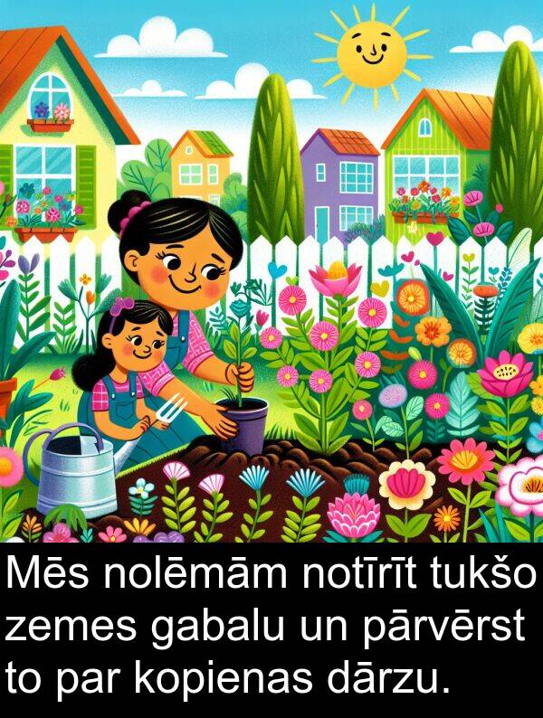 kopienas: Mēs nolēmām notīrīt tukšo zemes gabalu un pārvērst to par kopienas dārzu.