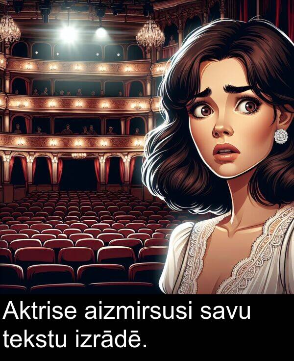 savu: Aktrise aizmirsusi savu tekstu izrādē.