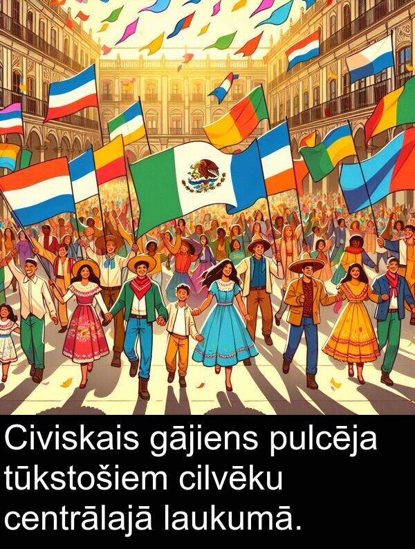 gājiens: Civiskais gājiens pulcēja tūkstošiem cilvēku centrālajā laukumā.