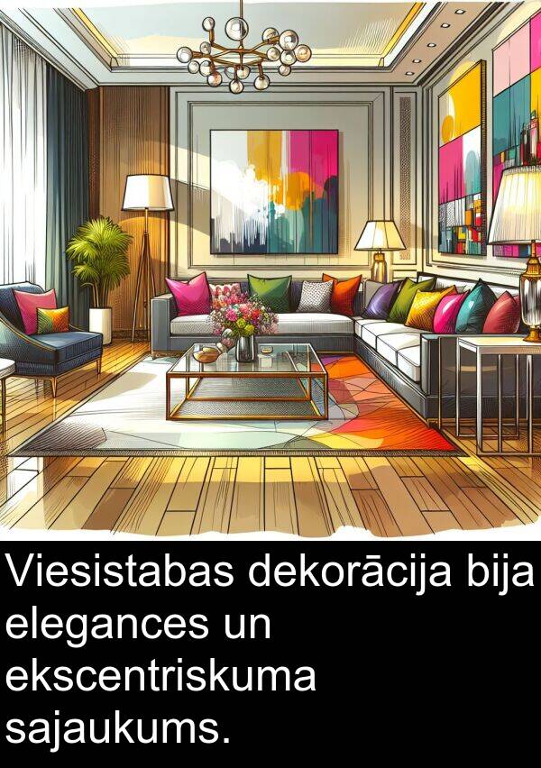 ekscentriskuma: Viesistabas dekorācija bija elegances un ekscentriskuma sajaukums.
