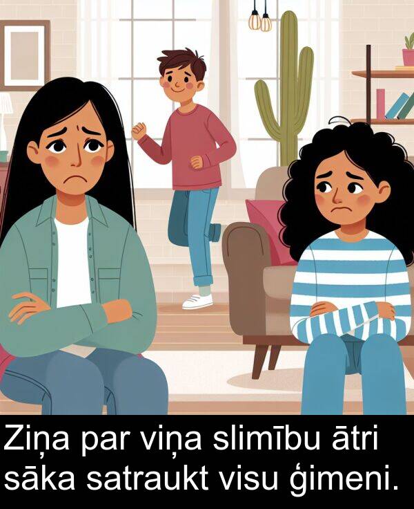 slimību: Ziņa par viņa slimību ātri sāka satraukt visu ģimeni.