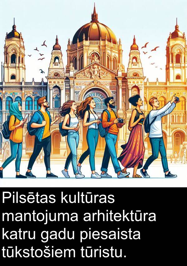 kultūras: Pilsētas kultūras mantojuma arhitektūra katru gadu piesaista tūkstošiem tūristu.