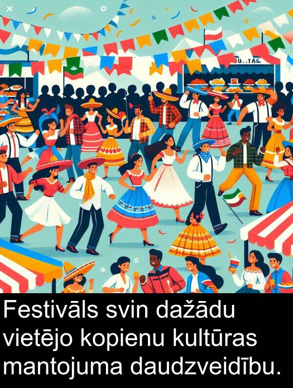 kopienu: Festivāls svin dažādu vietējo kopienu kultūras mantojuma daudzveidību.
