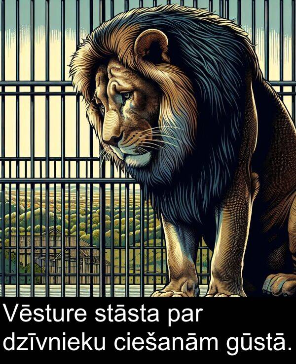 stāsta: Vēsture stāsta par dzīvnieku ciešanām gūstā.