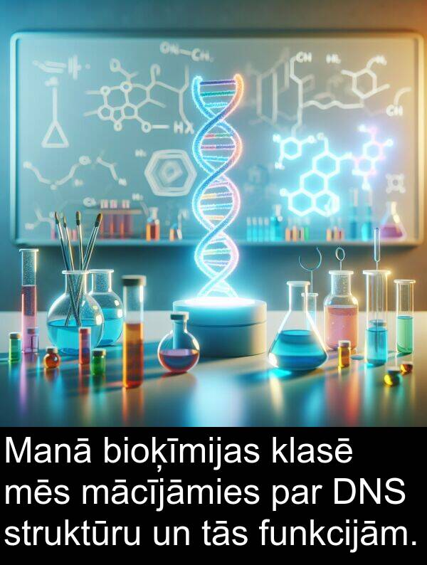 struktūru: Manā bioķīmijas klasē mēs mācījāmies par DNS struktūru un tās funkcijām.