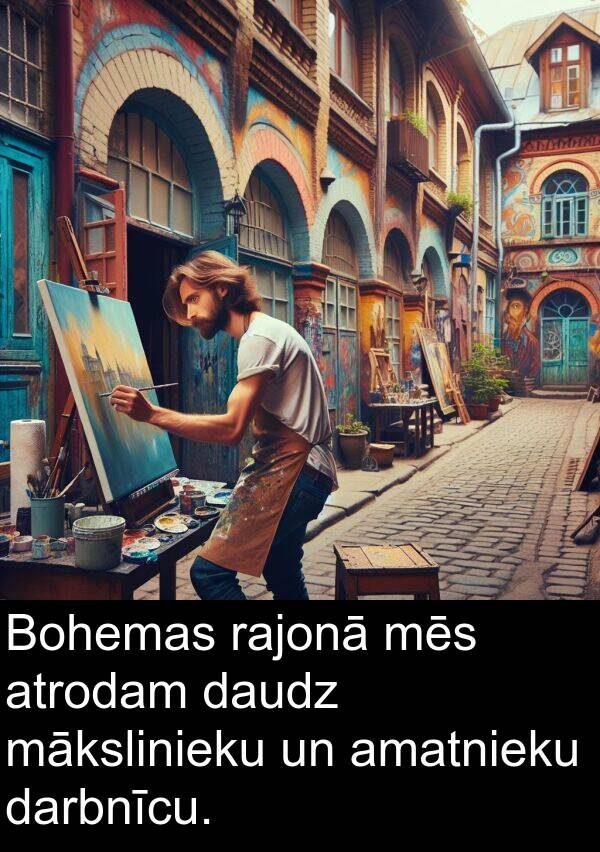 atrodam: Bohemas rajonā mēs atrodam daudz mākslinieku un amatnieku darbnīcu.