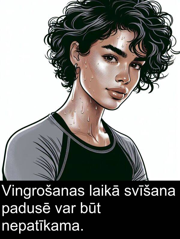padusē: Vingrošanas laikā svīšana padusē var būt nepatīkama.
