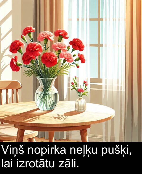 pušķi: Viņš nopirka neļķu pušķi, lai izrotātu zāli.