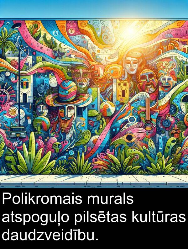 kultūras: Polikromais murals atspoguļo pilsētas kultūras daudzveidību.