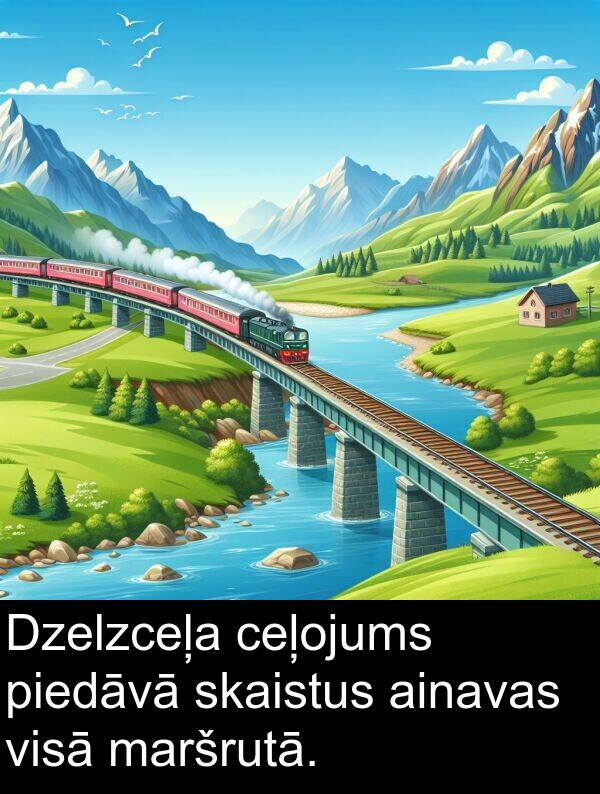 ceļojums: Dzelzceļa ceļojums piedāvā skaistus ainavas visā maršrutā.