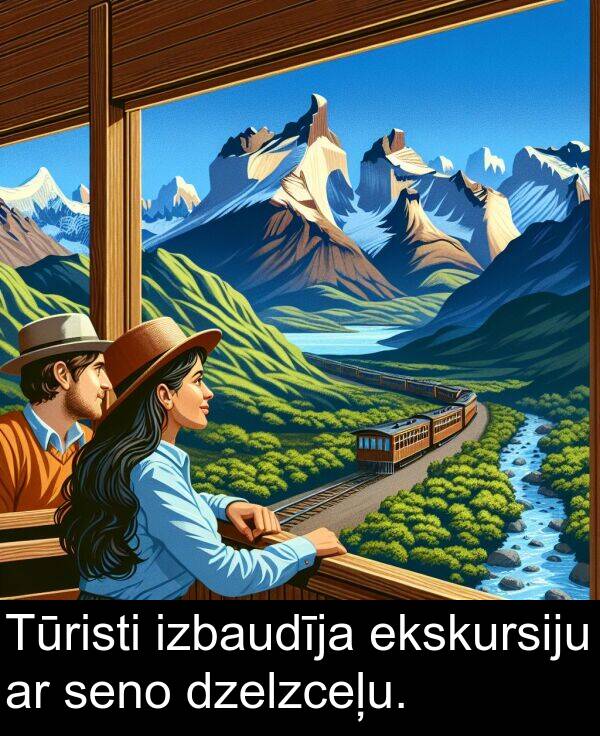 ekskursiju: Tūristi izbaudīja ekskursiju ar seno dzelzceļu.