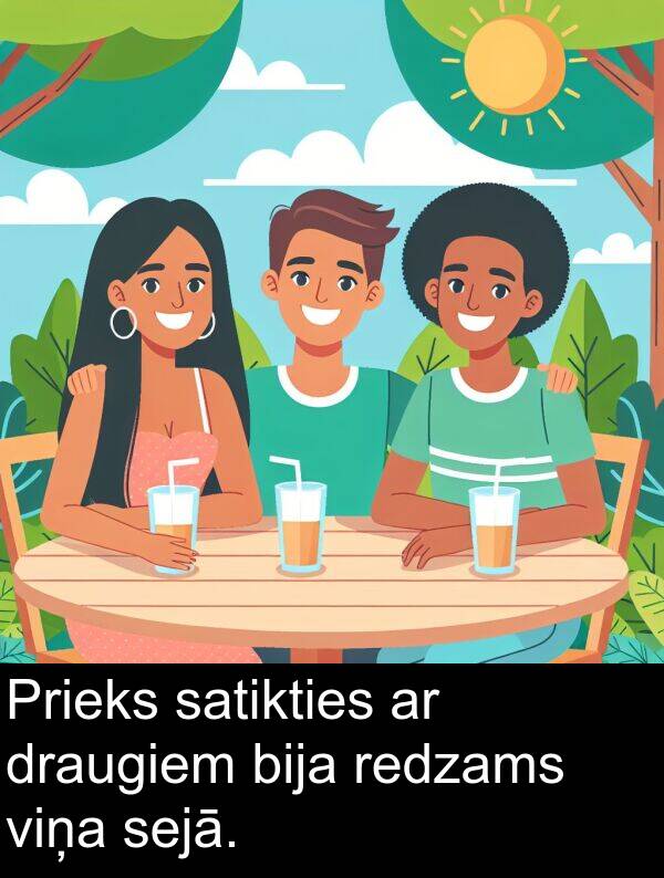 sejā: Prieks satikties ar draugiem bija redzams viņa sejā.